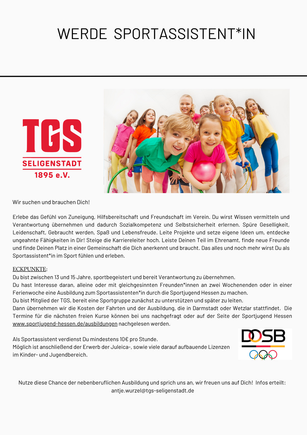Sportassistent werden